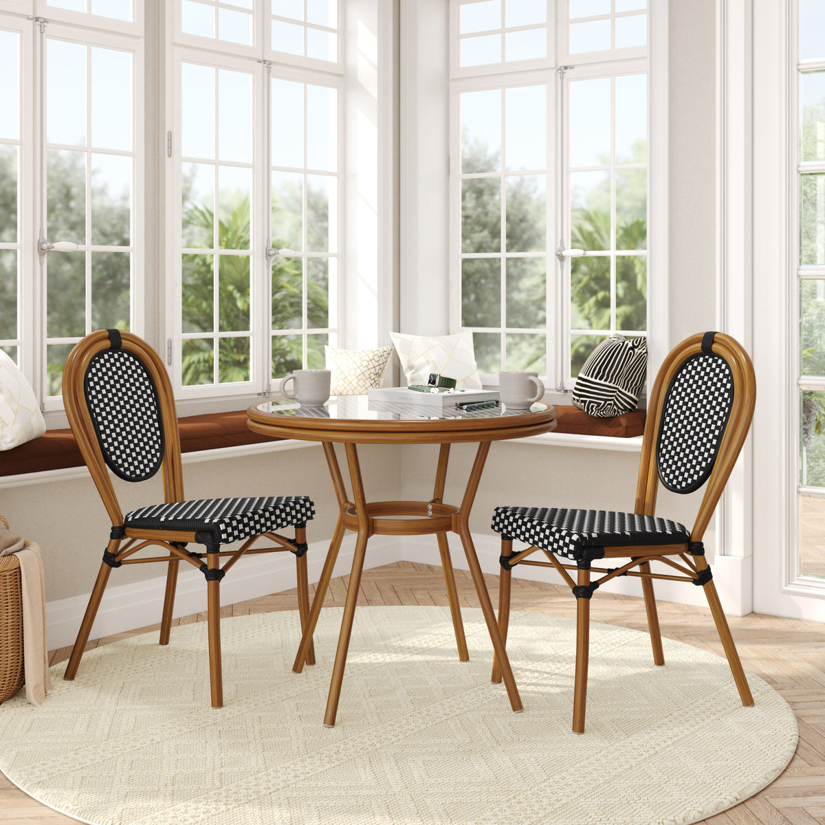 Indoor/Outdoor Commercial Bistro Set with Table and Two Chairs - Image 2