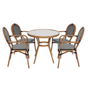 Indoor/Outdoor Commercial Bistro Set with Table and Four Chairs