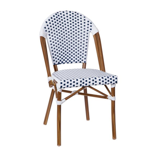All-Weather Commercial Paris Chair with Bamboo Print Aluminum Frame