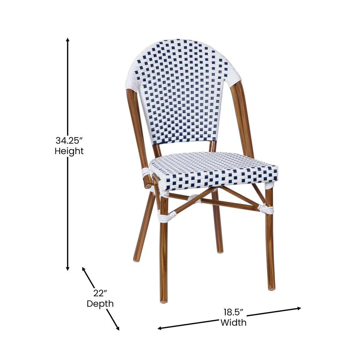 All-Weather Commercial Paris Chair with Bamboo Print Aluminum Frame - Image 4