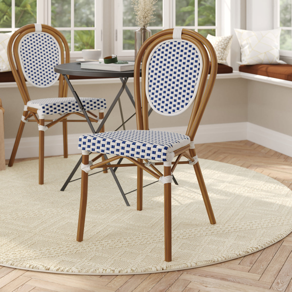 All-Weather Commercial Paris Chair with Black Metal Frame - Image 2