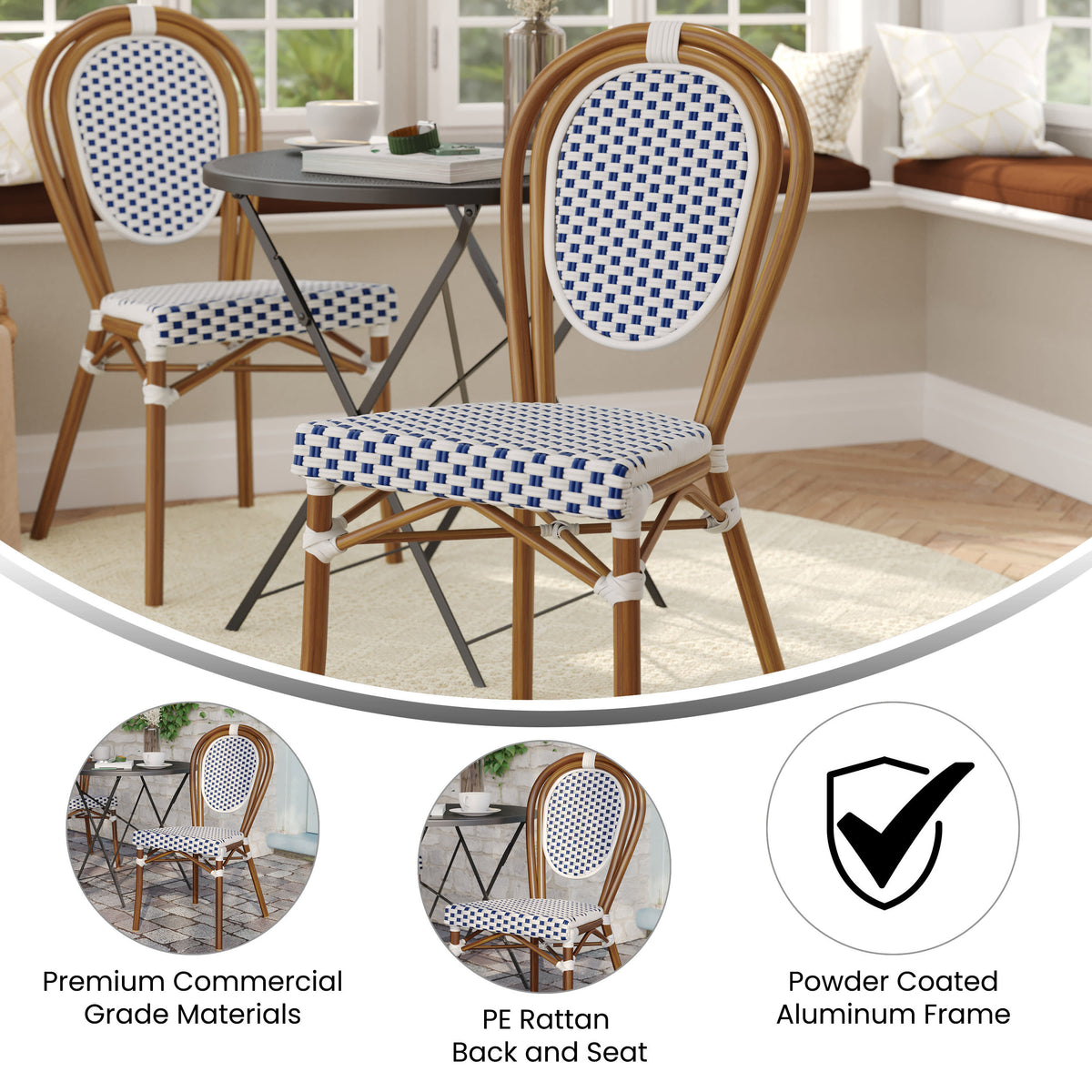 All-Weather Commercial Paris Chair with Black Metal Frame - Image 3