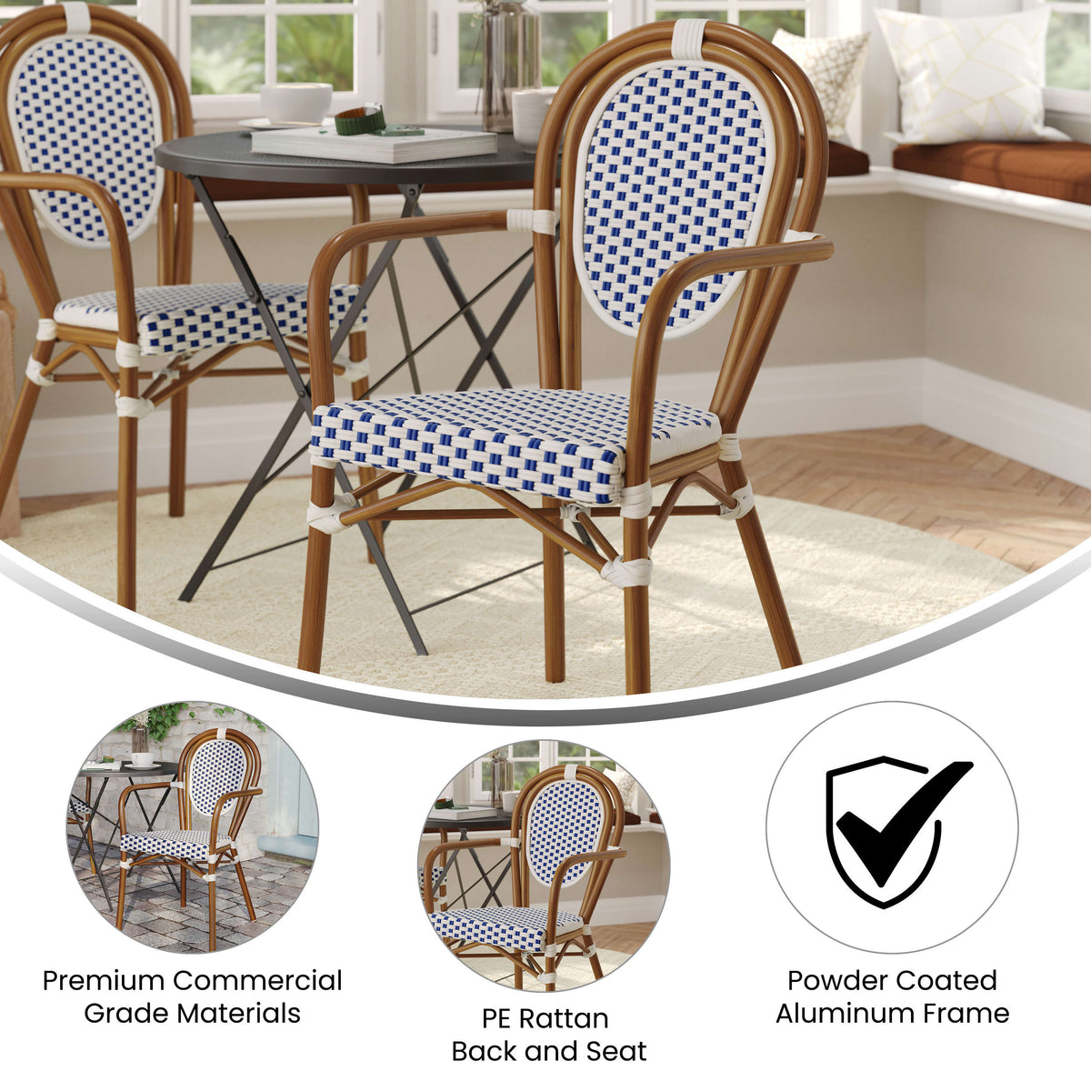 All-Weather Commercial Paris Chair with Metal Frame - Image 3
