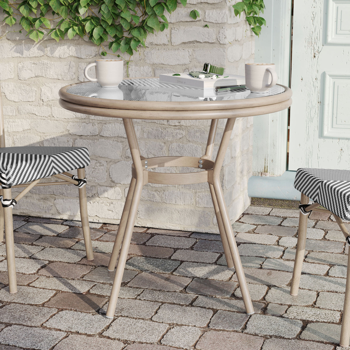 Indoor/Outdoor Commercial Glass Top Bistro Table - Image 2