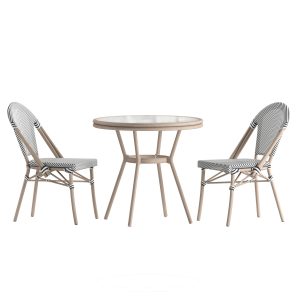 Indoor/Outdoor Commercial Bistro Set with Table and Two Chairs