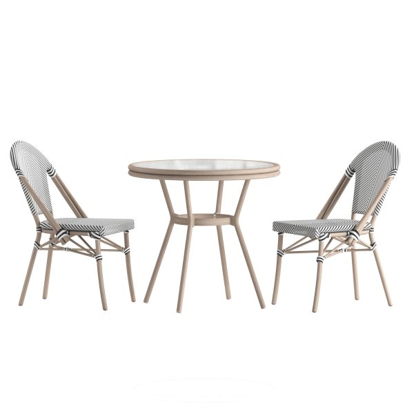 Indoor/Outdoor Commercial Bistro Set with Table and Two Chairs