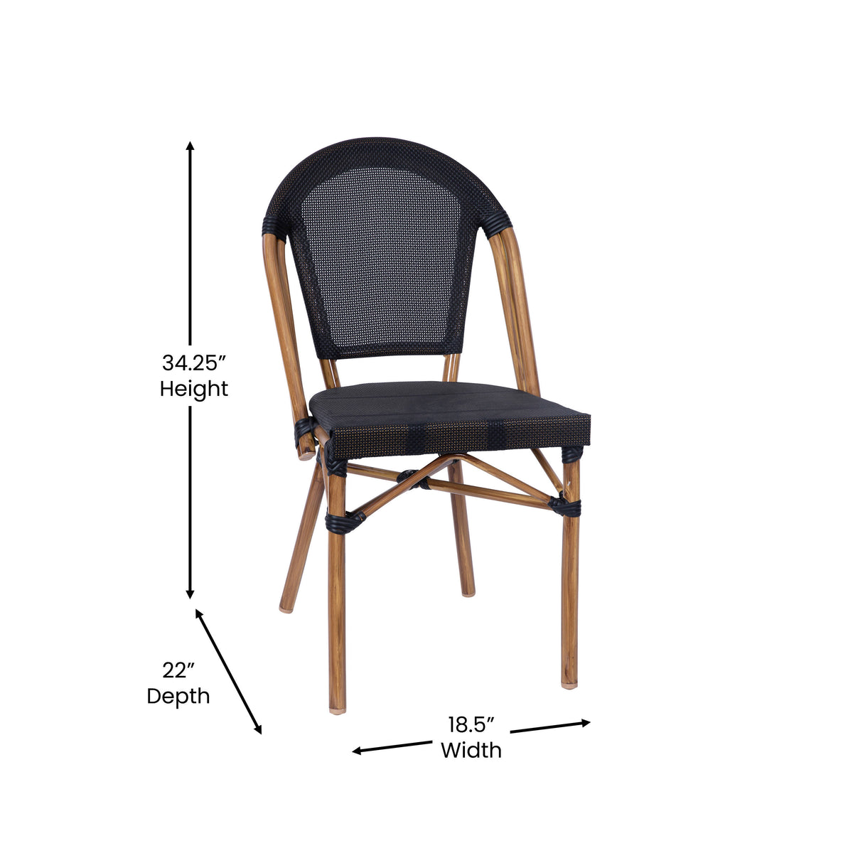 All-Weather Commercial Paris Chair with Aluminum Frame - Image 4