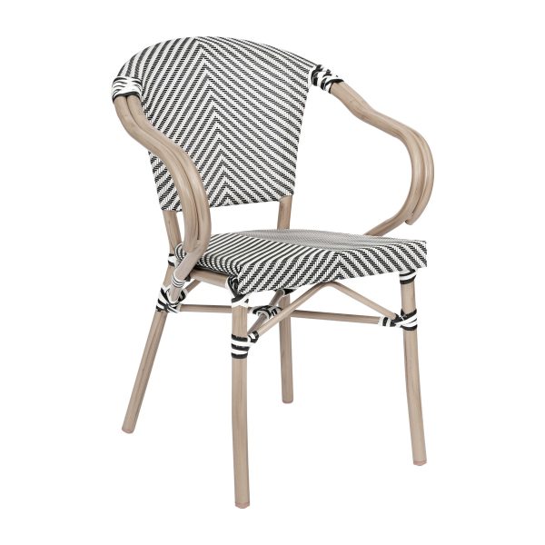 All-Weather Commercial Paris Chair with Arms and Metal Frame