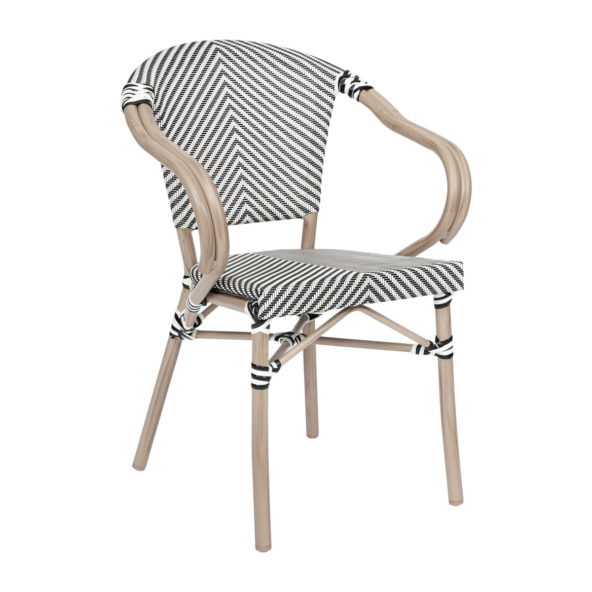 All-Weather Commercial Paris Chair with Arms and Metal Frame
