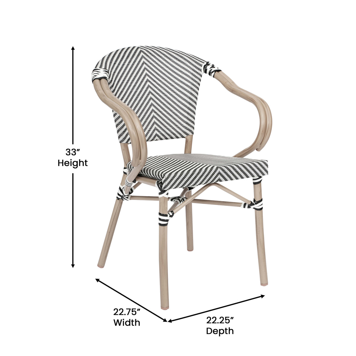 All-Weather Commercial Paris Chair with Arms and Metal Frame - Image 4