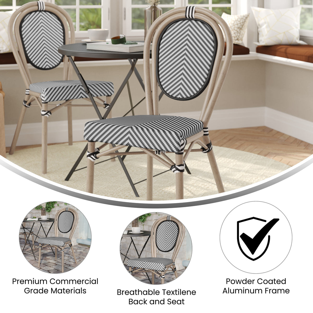 All-Weather Commercial Paris Chair with Metal Frame - Image 3
