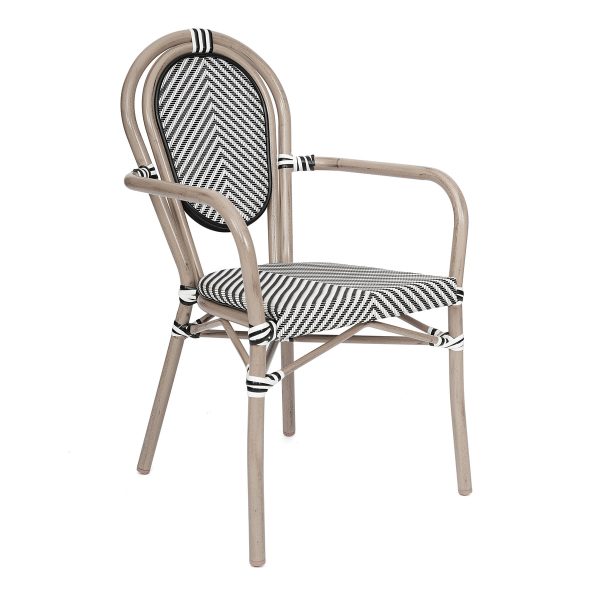All-Weather Commercial Paris Chair with Arms and metal Frame