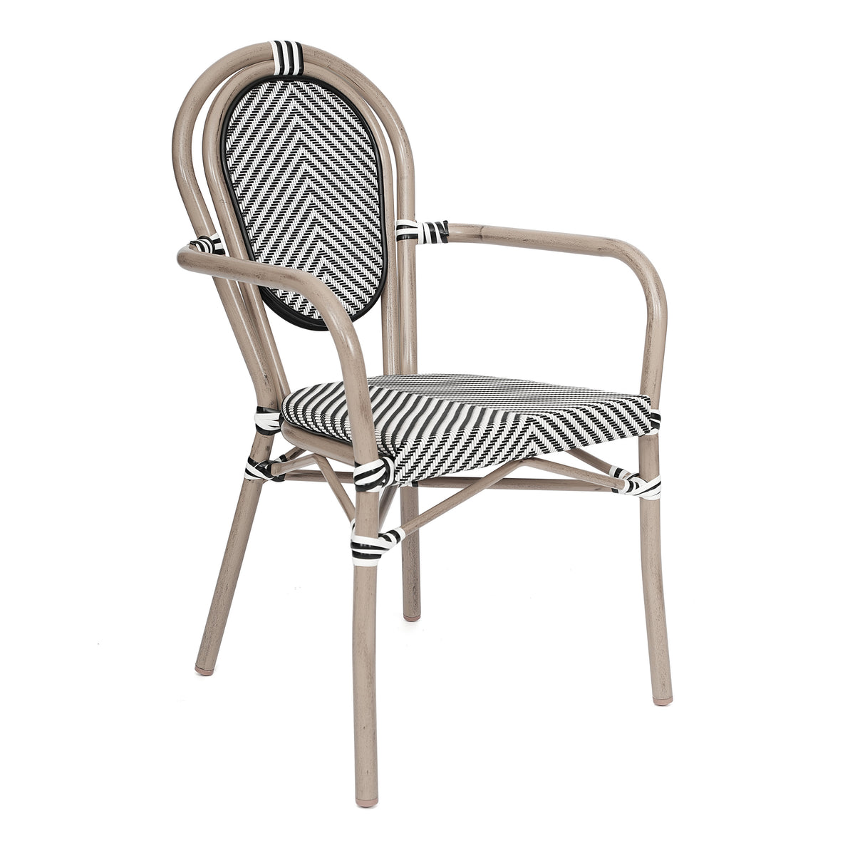 All-Weather Commercial Paris Chair with Arms and metal Frame