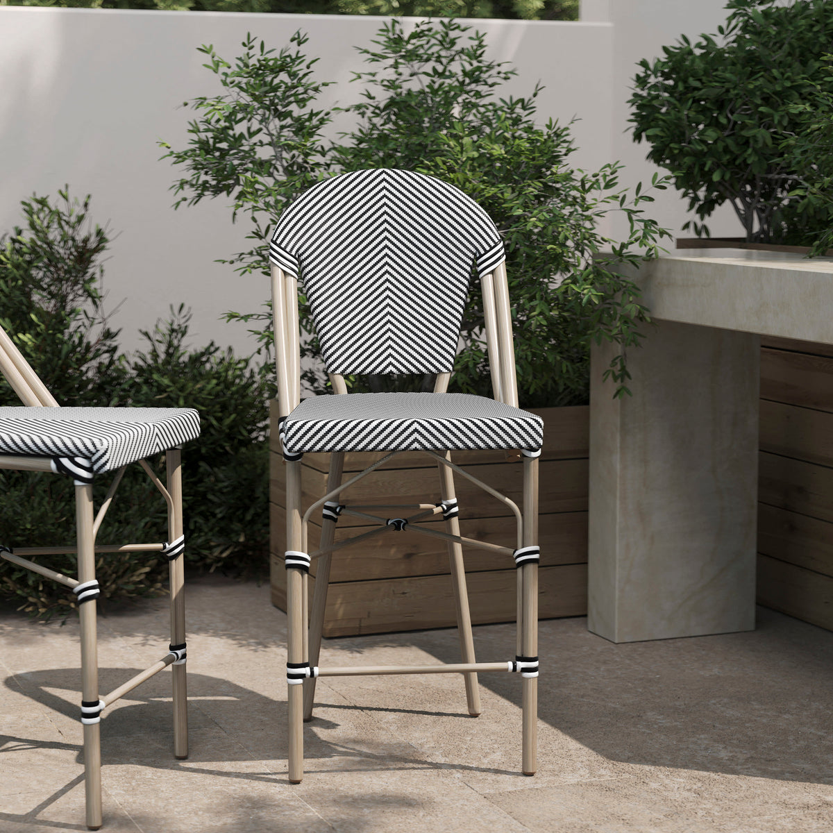 All-Weather Commercial Paris Stool with Metal Frame - Image 2