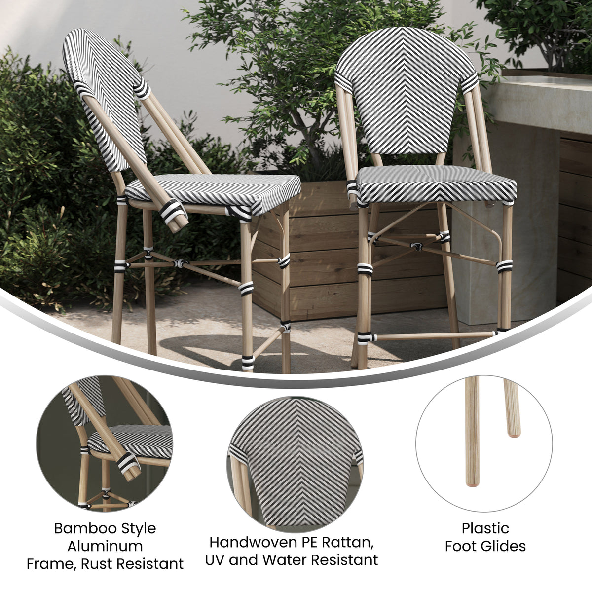 All-Weather Commercial Paris Stool with Metal Frame - Image 3