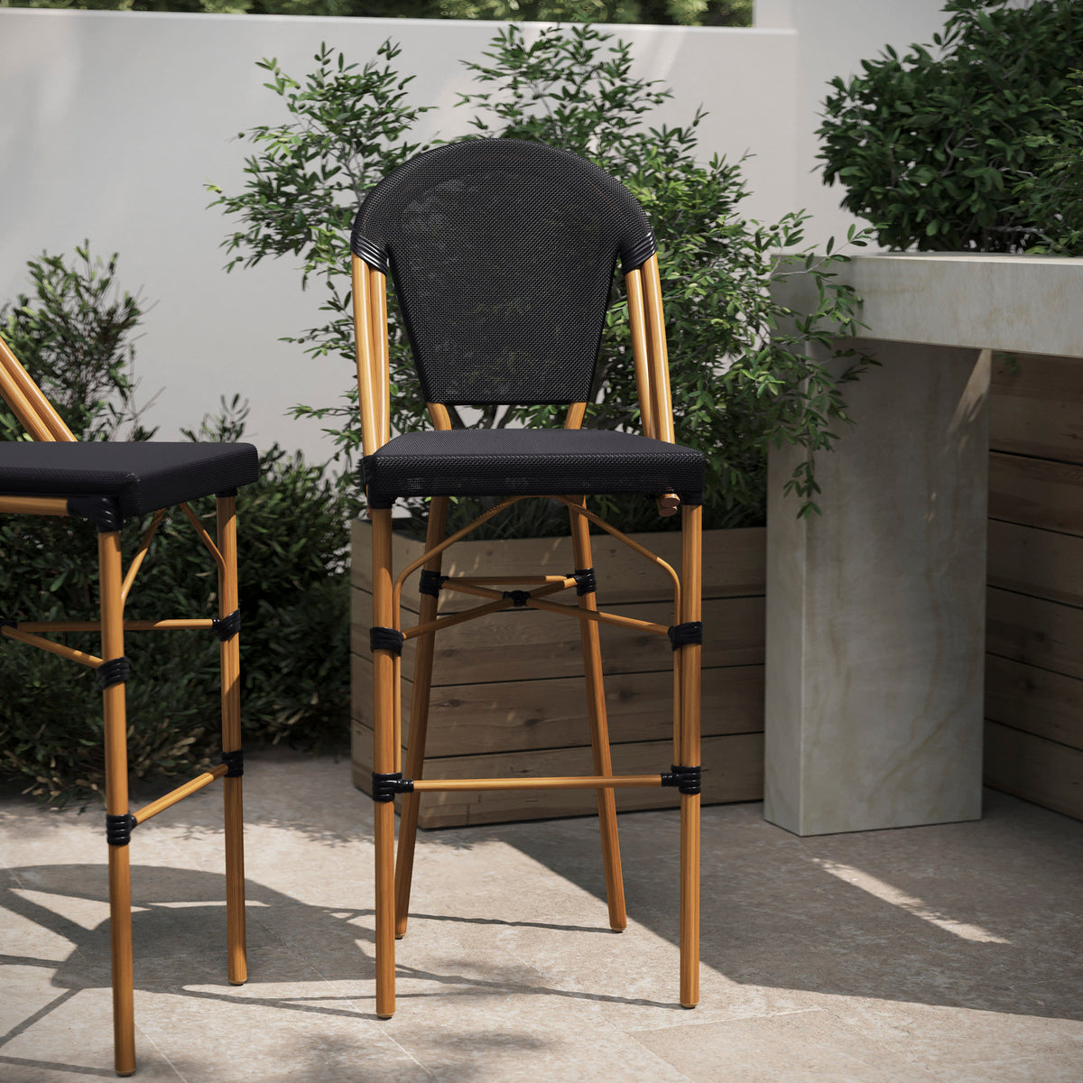 All-Weather Commercial Paris Stool with Metal Frame - Image 2