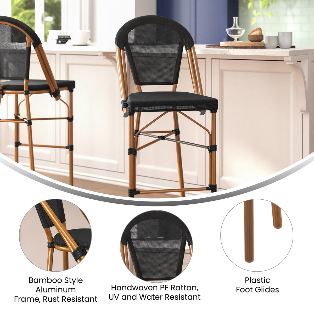 All-Weather Commercial Paris Stool with Metal Frame - Image 3