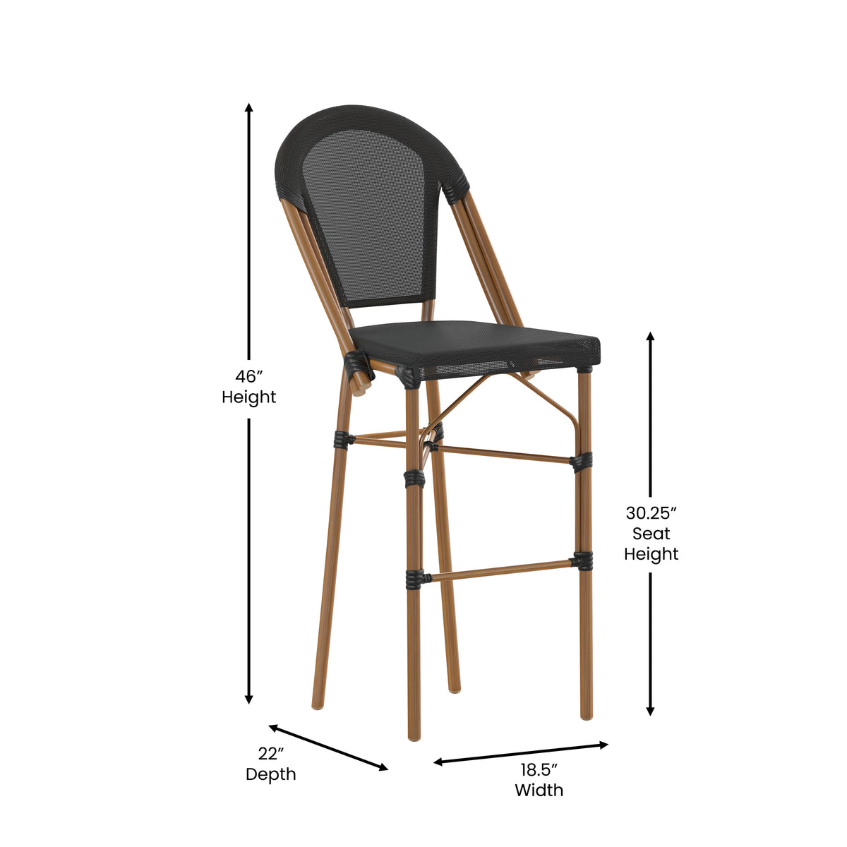 All-Weather Commercial Paris Stool with Metal Frame - Image 4