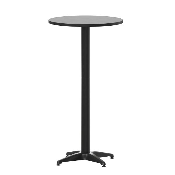 Indoor/Outdoor 23.5"H Aluminum Round Bar Height Table with Cross Base