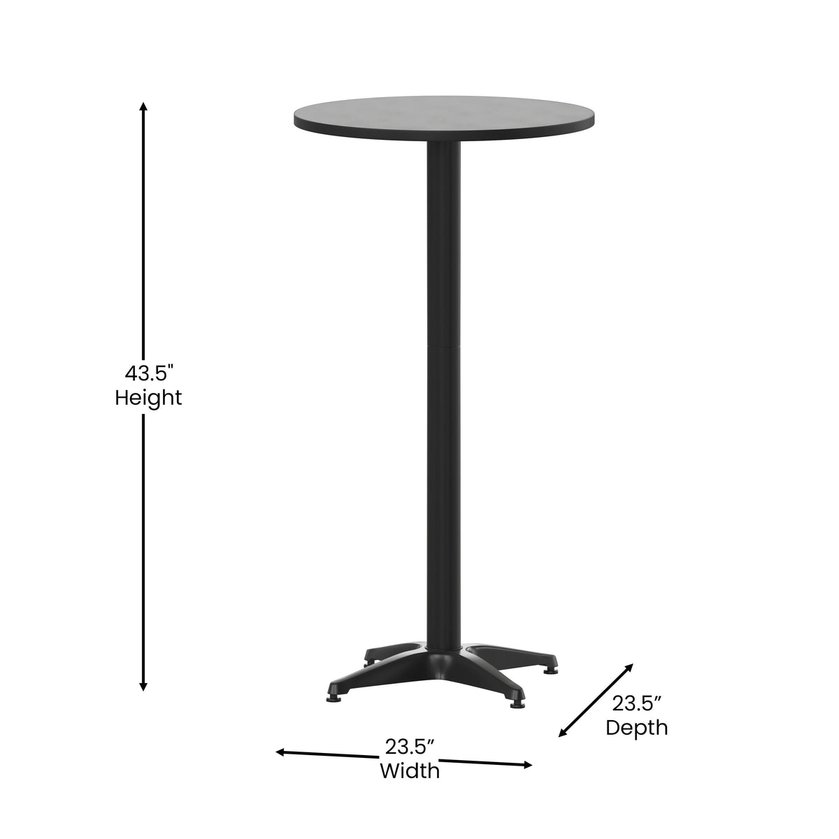Indoor/Outdoor 23.5"H Aluminum Round Bar Height Table with Cross Base - Image 4