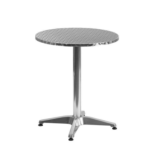 23.5" Round Aluminum Smooth Top Indoor-Outdoor Table with Base