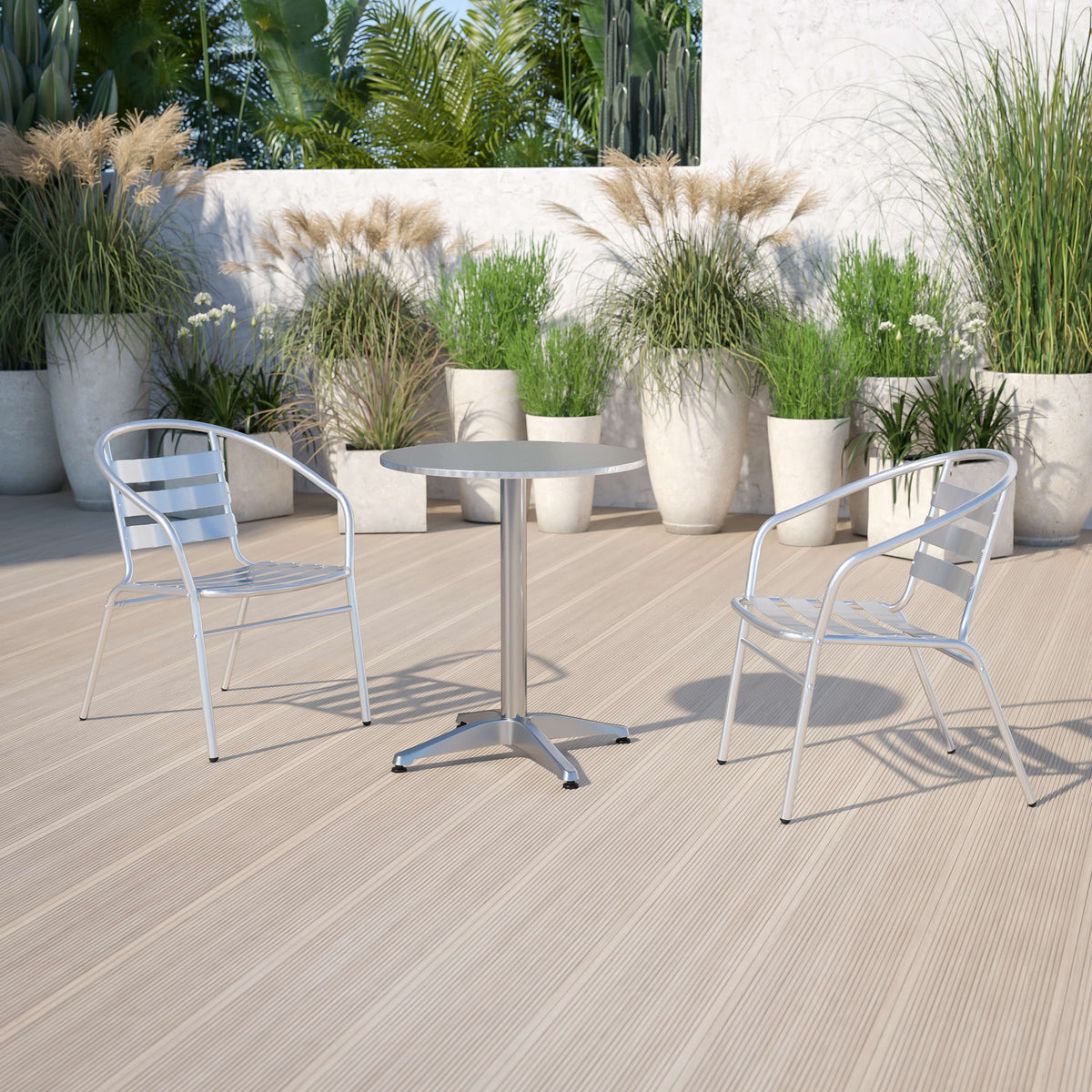 23.5" Round Aluminum Smooth Top Indoor-Outdoor Table with Base - Image 2