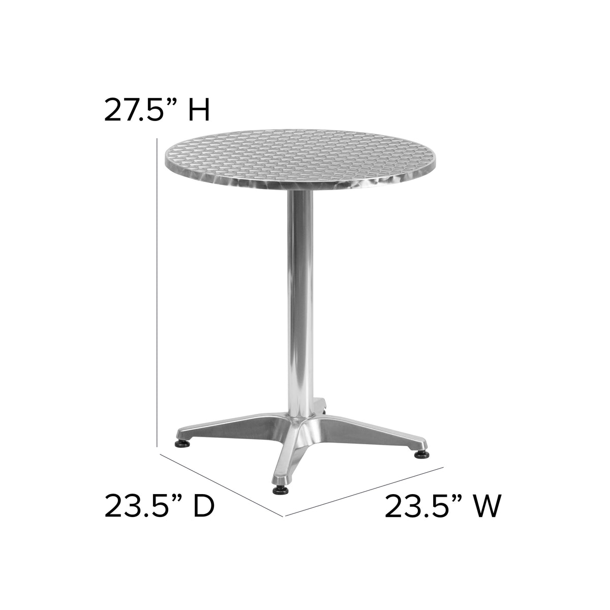 23.5" Round Aluminum Smooth Top Indoor-Outdoor Table with Base - Image 3