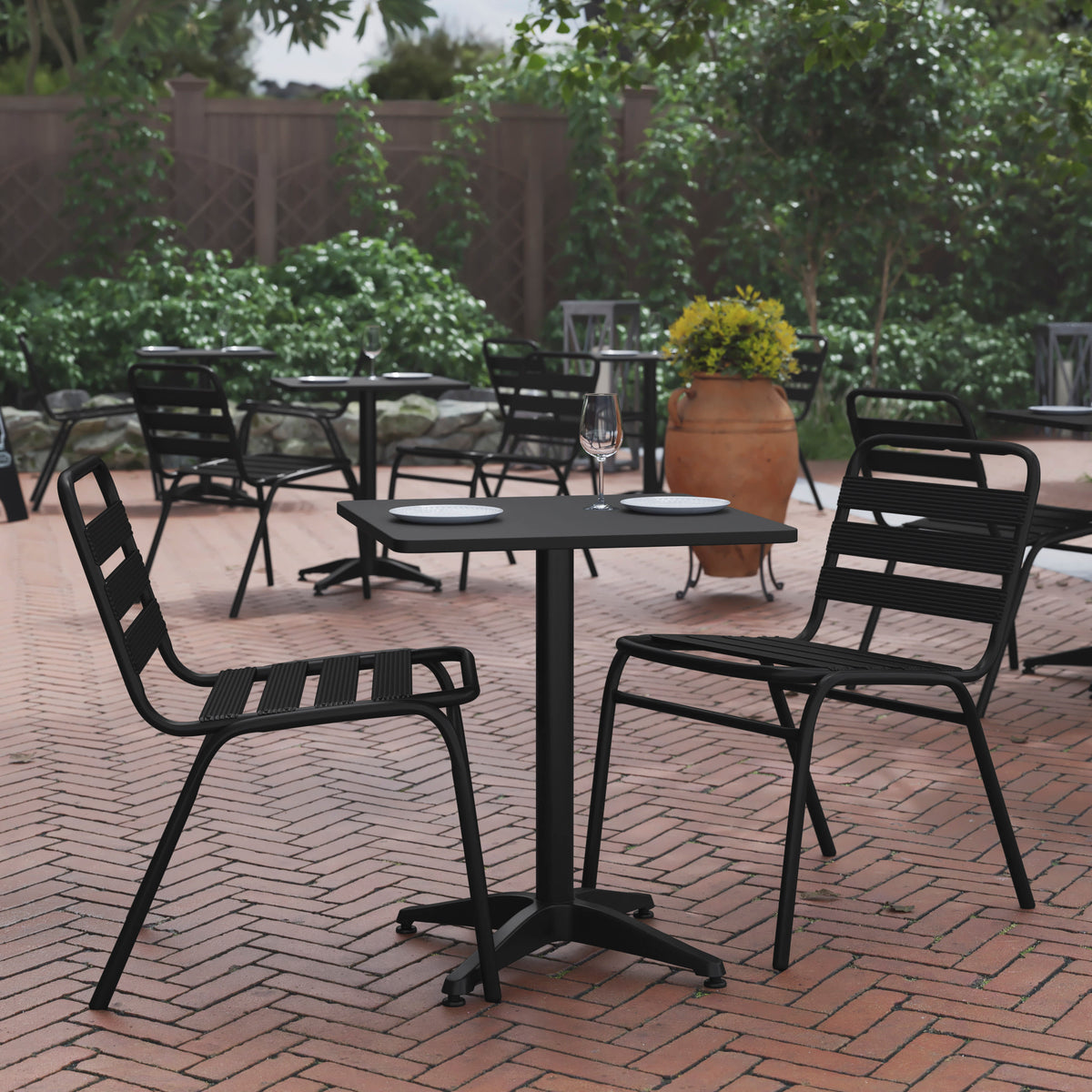 23.5" Square Aluminum Smooth Top Indoor-Outdoor Table with Base - Image 2