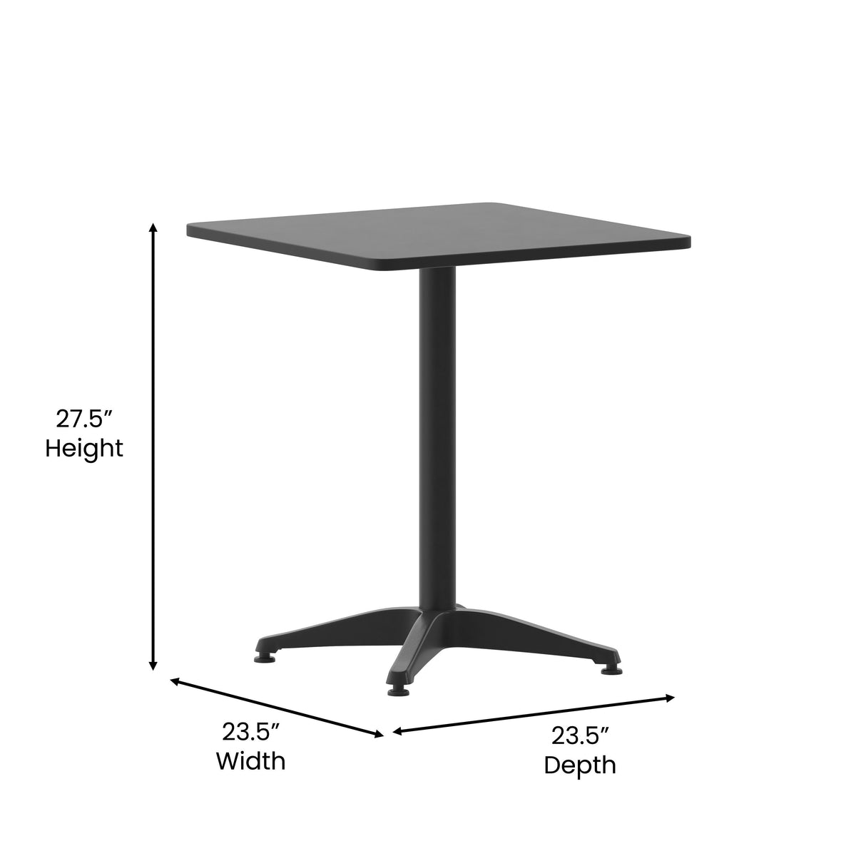 23.5" Square Aluminum Smooth Top Indoor-Outdoor Table with Base - Image 4