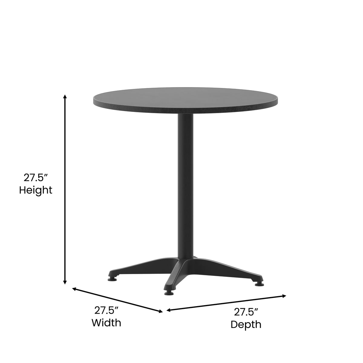 27.5" Round Aluminum Smooth Top Indoor-Outdoor Table with Base - Image 4