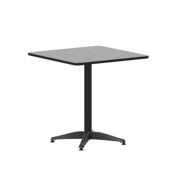 27.5" Square Aluminum Smooth Top Indoor-Outdoor Table with Base