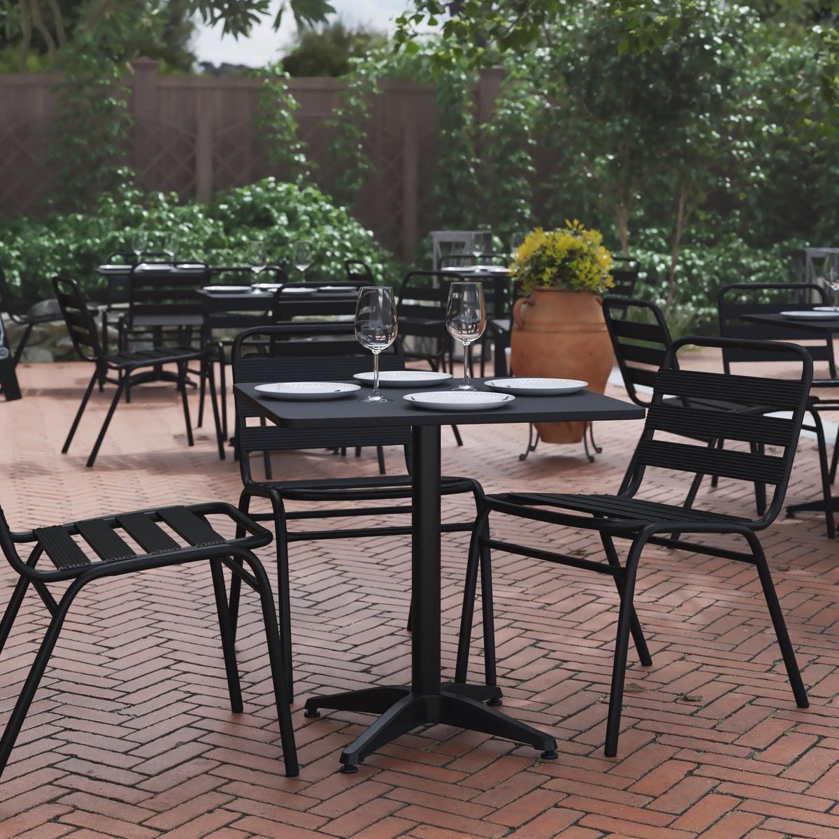 27.5" Square Aluminum Smooth Top Indoor-Outdoor Table with Base - Image 2