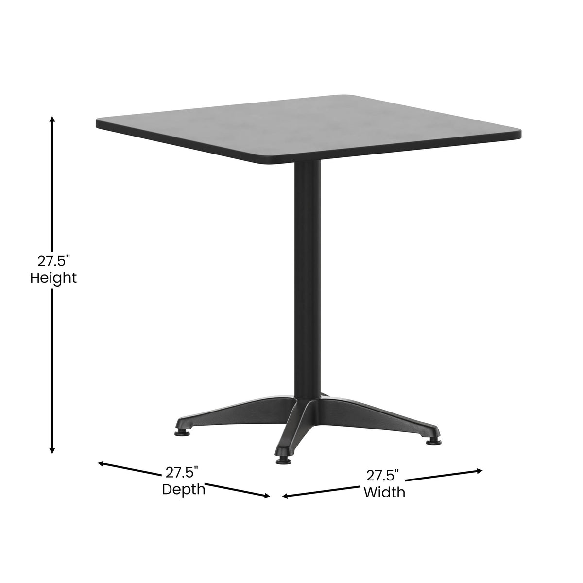 27.5" Square Aluminum Smooth Top Indoor-Outdoor Table with Base - Image 4