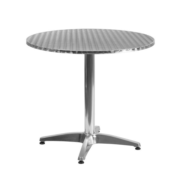31.5" Round Aluminum Smooth Top Indoor-Outdoor Table with Base