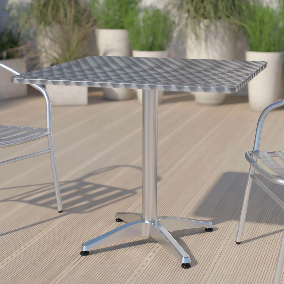 31.5" Square Aluminum Smooth Top Indoor-Outdoor Table with Base - Image 2