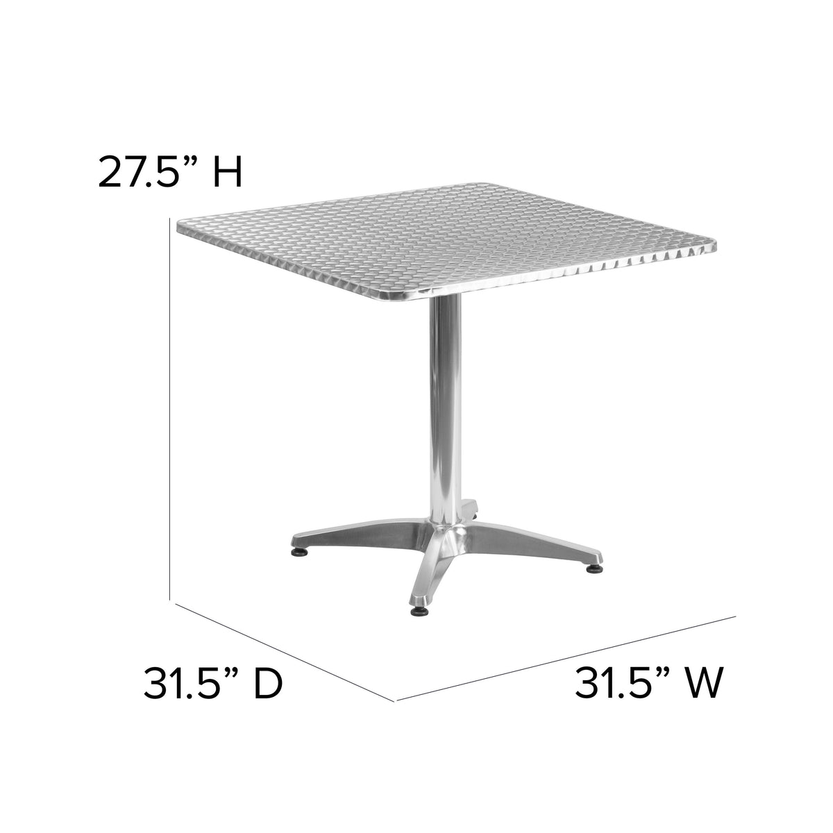 31.5" Square Aluminum Smooth Top Indoor-Outdoor Table with Base - Image 3
