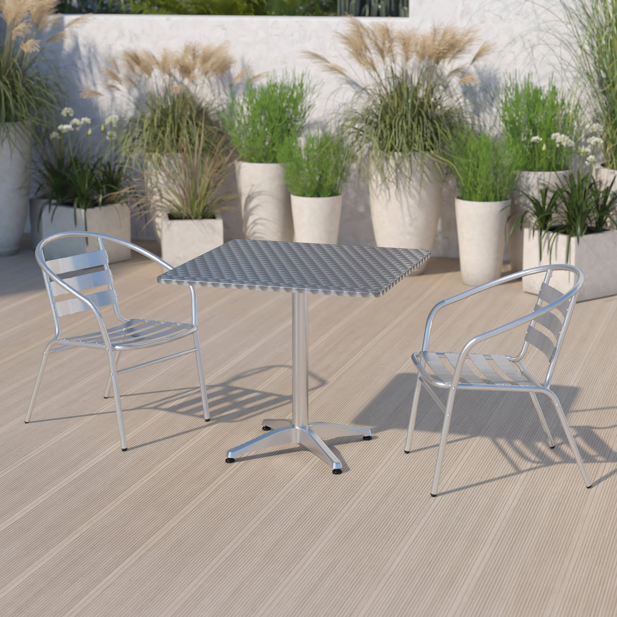31.5" Square Aluminum Smooth Top Indoor-Outdoor Table with Base - Image 4
