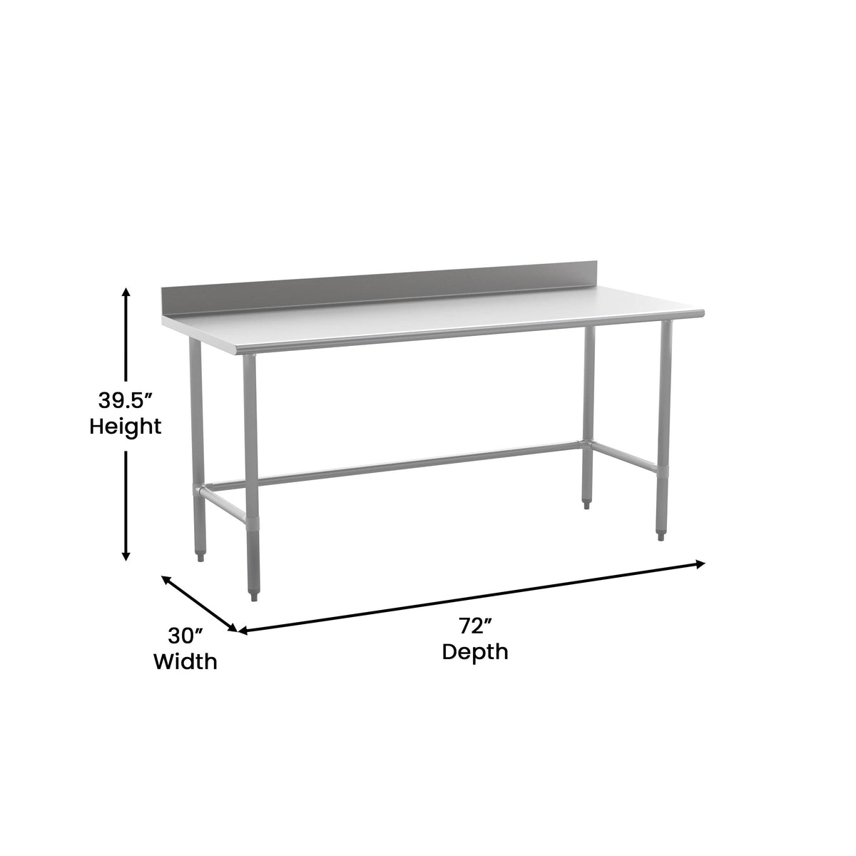 Commercial Stainless Steel Kitchen Prep and Work Table with Backsplash - Image 4