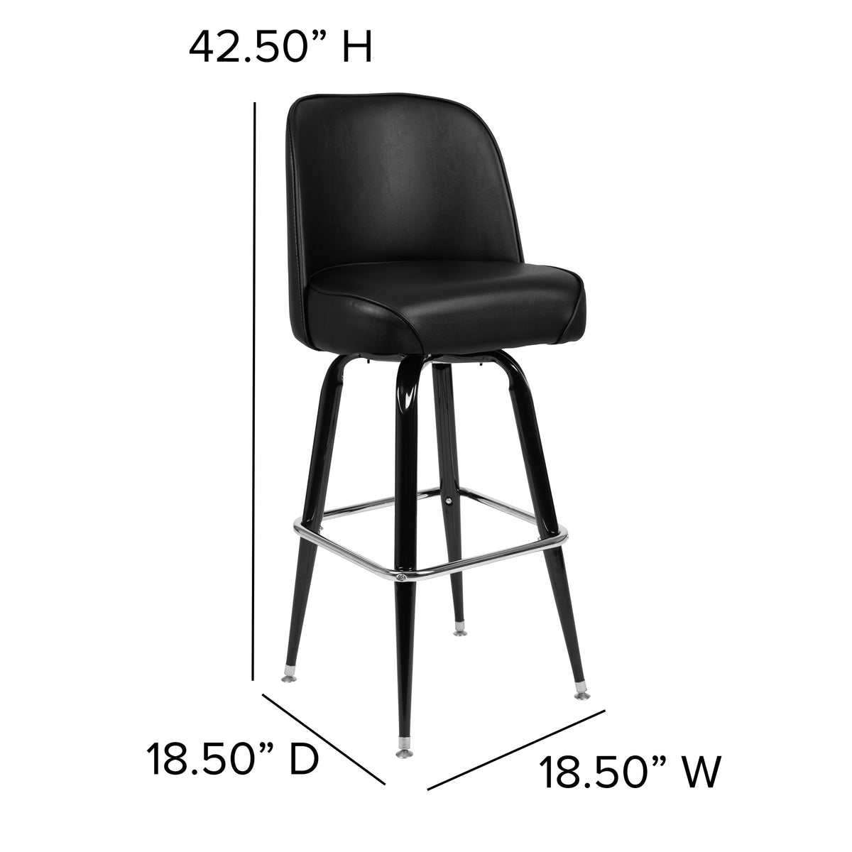 Metal Barstool with Swivel Vinyl Upholstered Bucket Seat and Footrest - Image 4