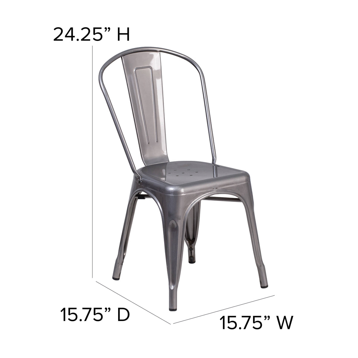 Clear Coated Metal Indoor Stackable Chair - Image 4
