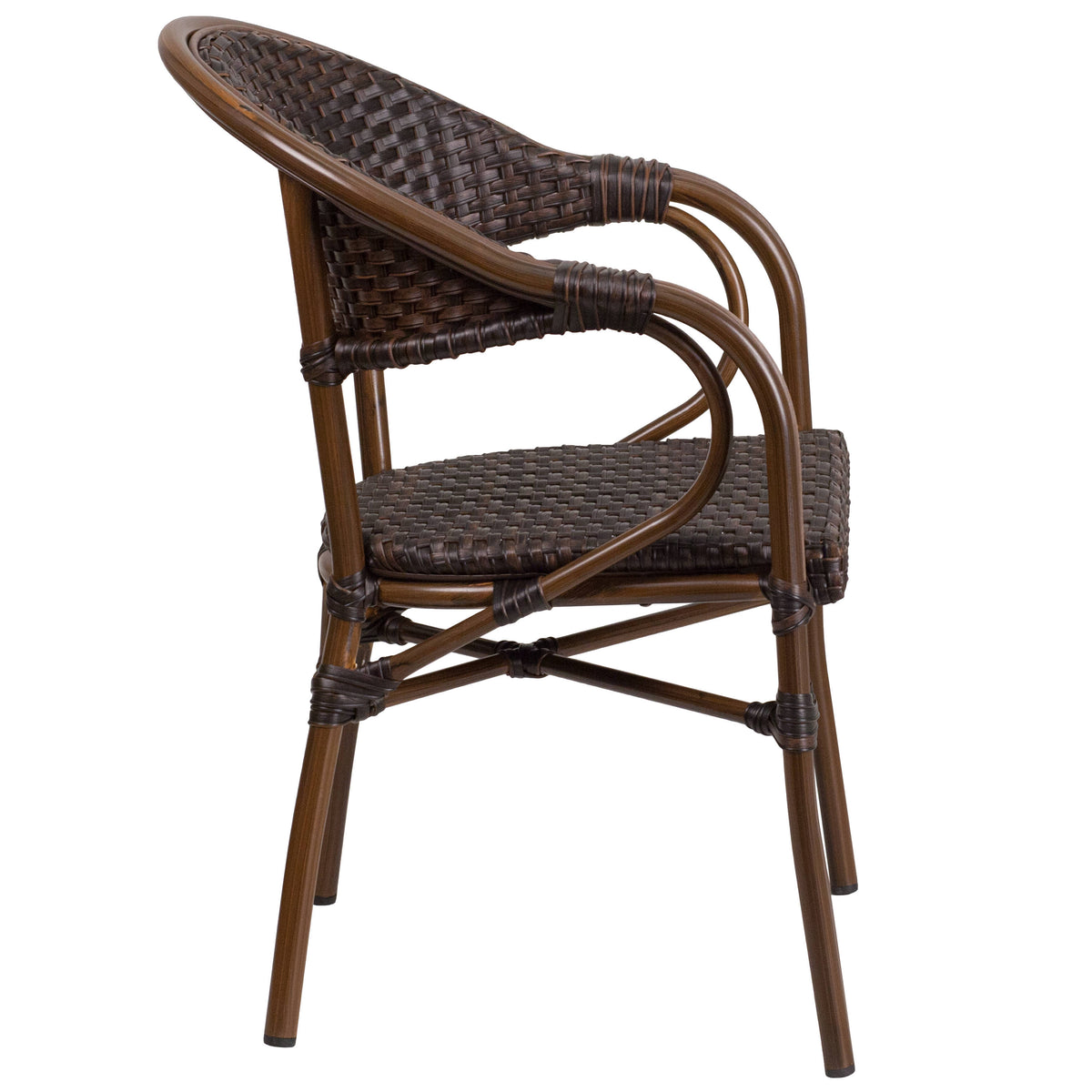 Rattan Restaurant Patio Chair with Bamboo-Aluminum Frame - Image 4