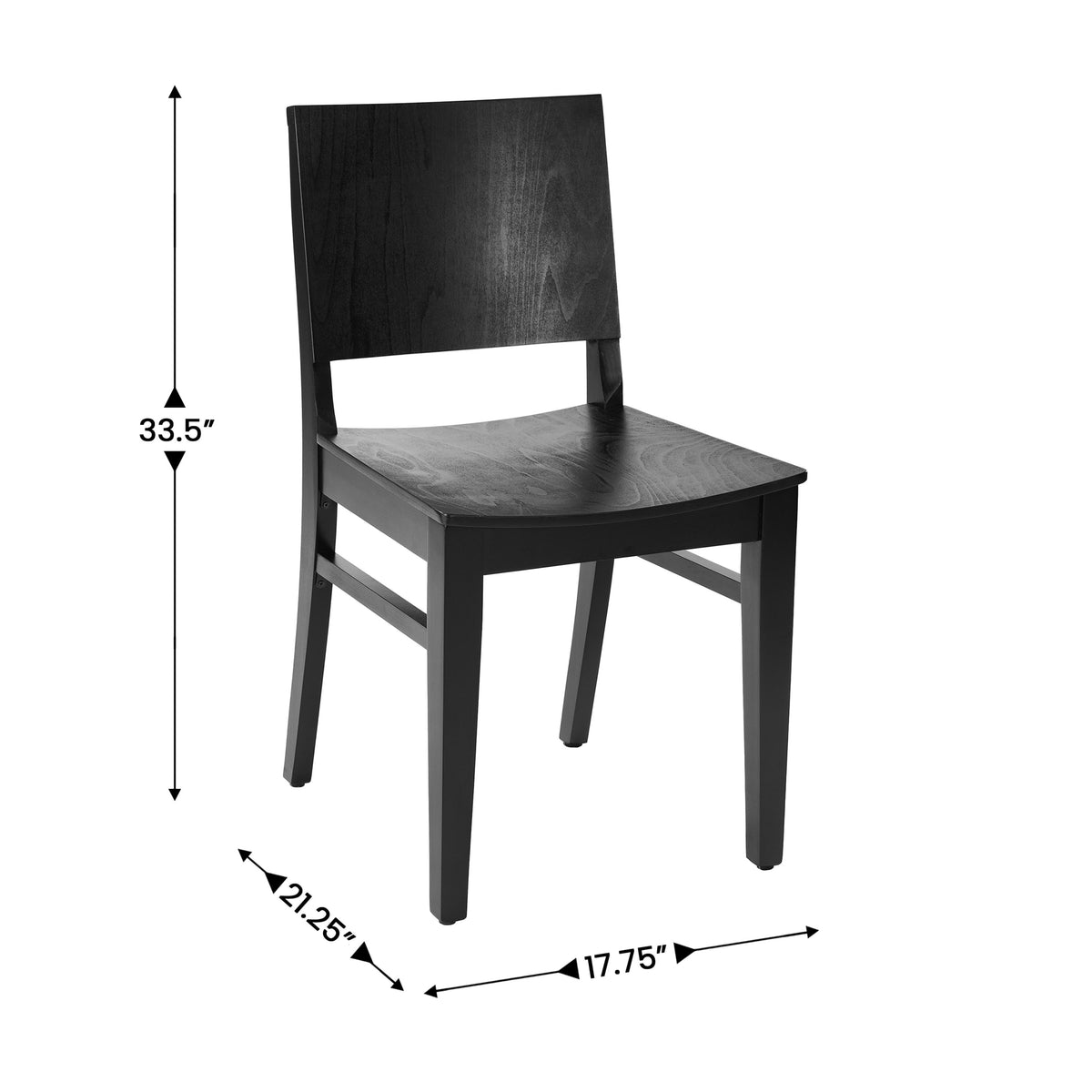 Commercial Solid Wood Dining Chair with Curved Backrest - Image 4