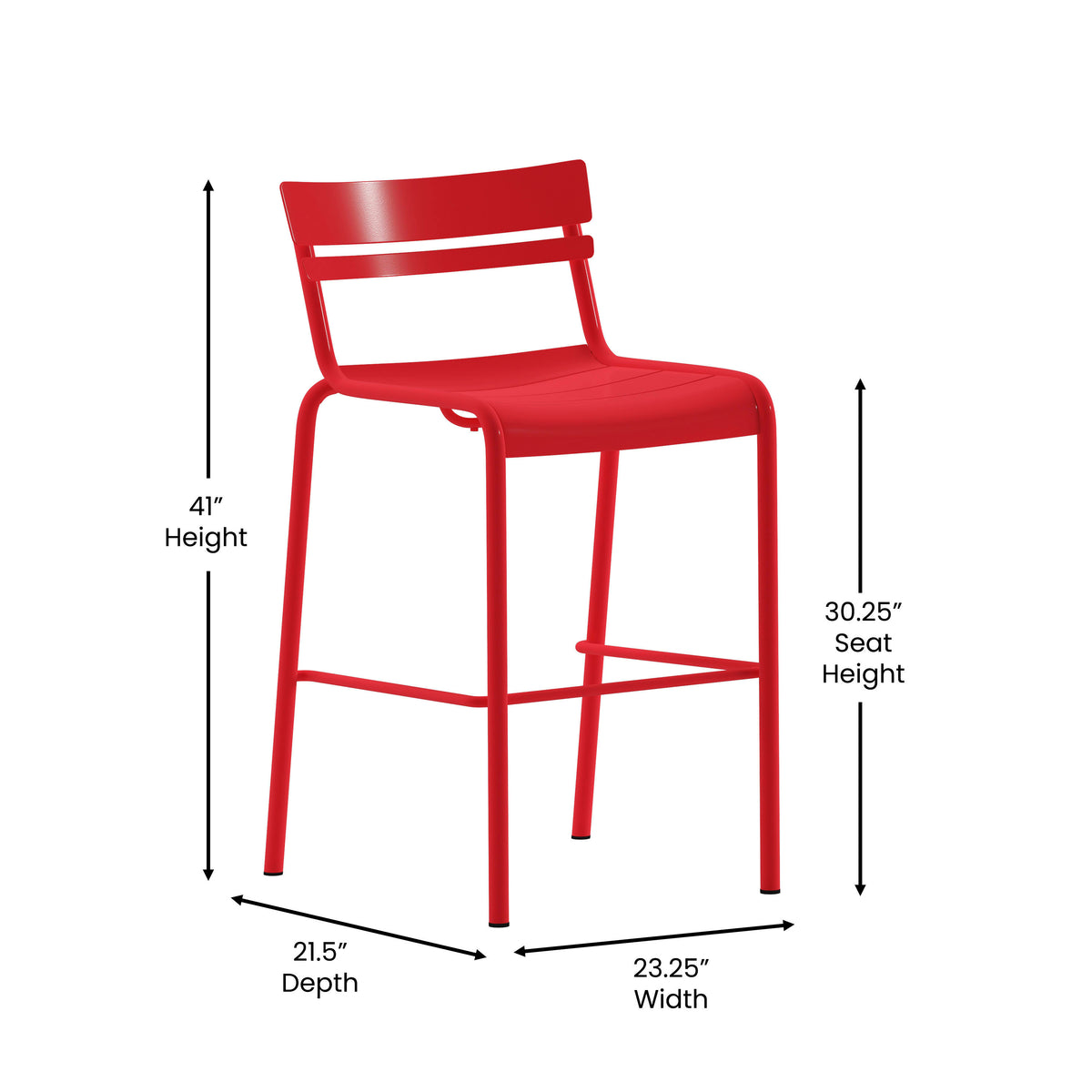 Modern Commercial Grade 2 Slat Indoor/Outdoor Steel Bar Stool - Image 4