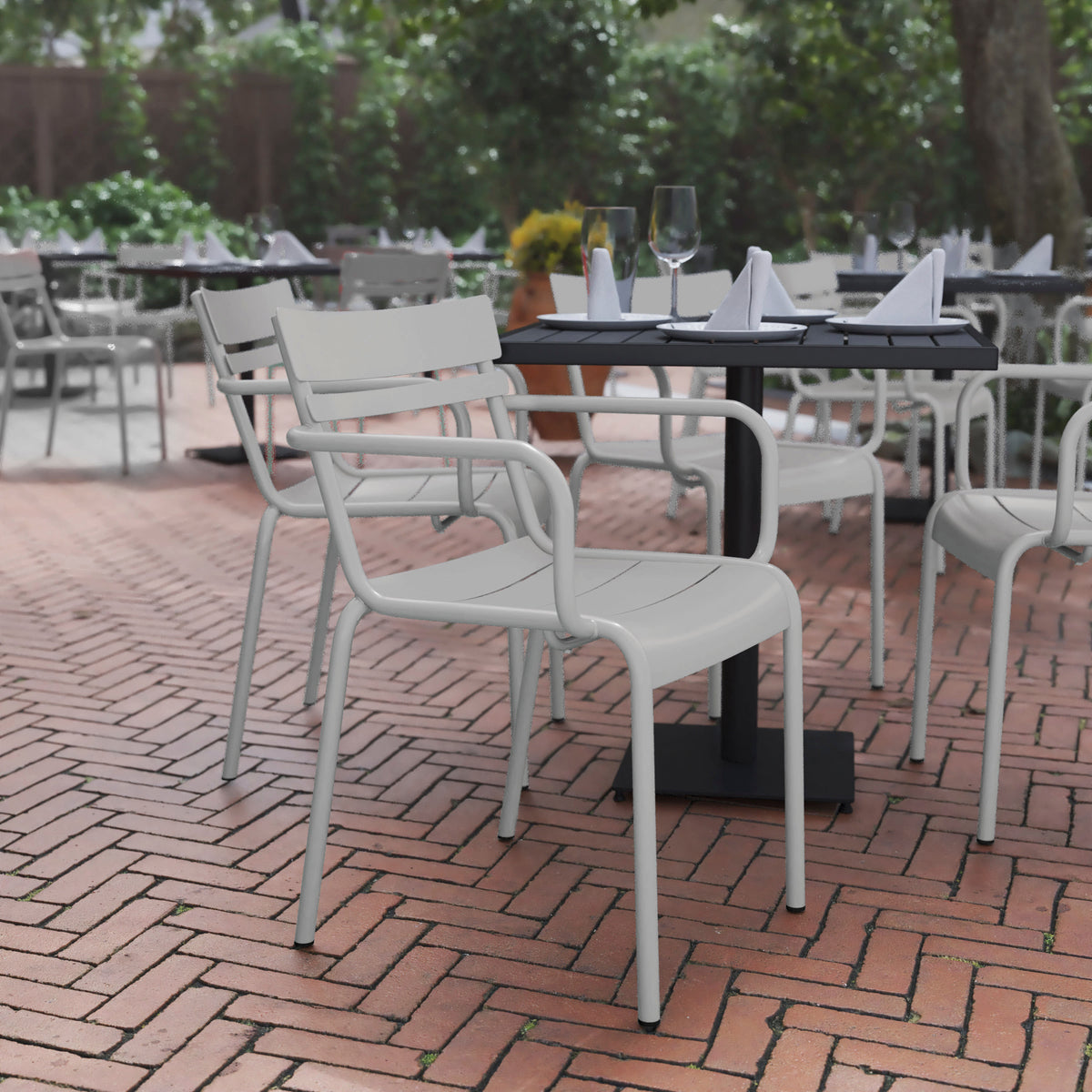 Modern Commercial Grade 2 Slat Indoor/Outdoor Steel Bar Stool - Image 2