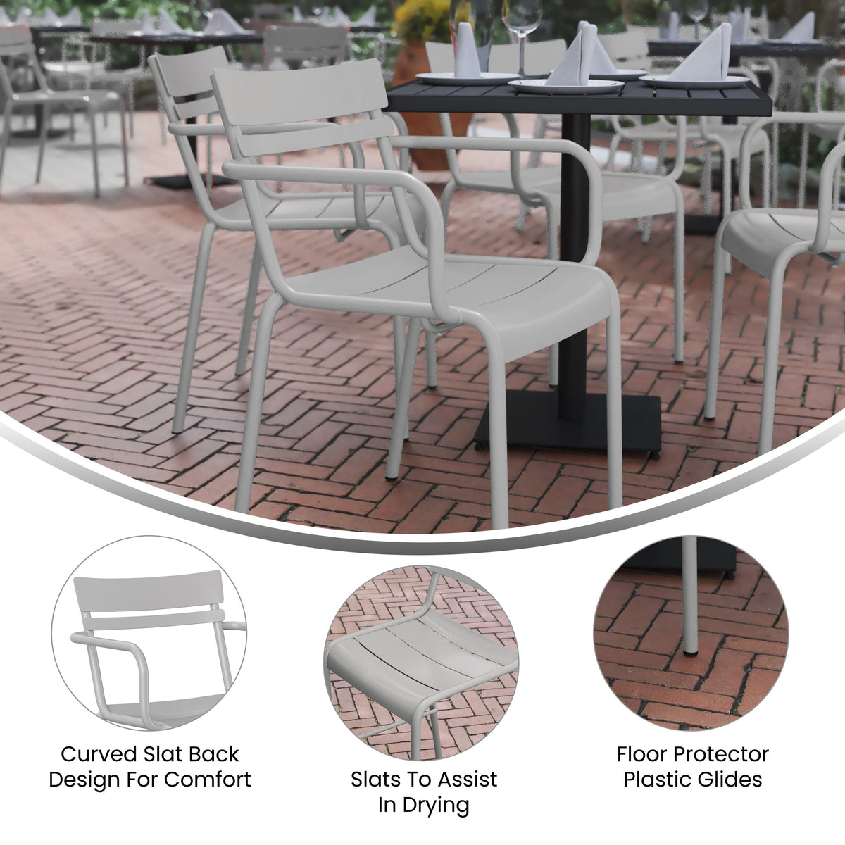 Modern Commercial Grade 2 Slat Indoor/Outdoor Steel Bar Stool - Image 3