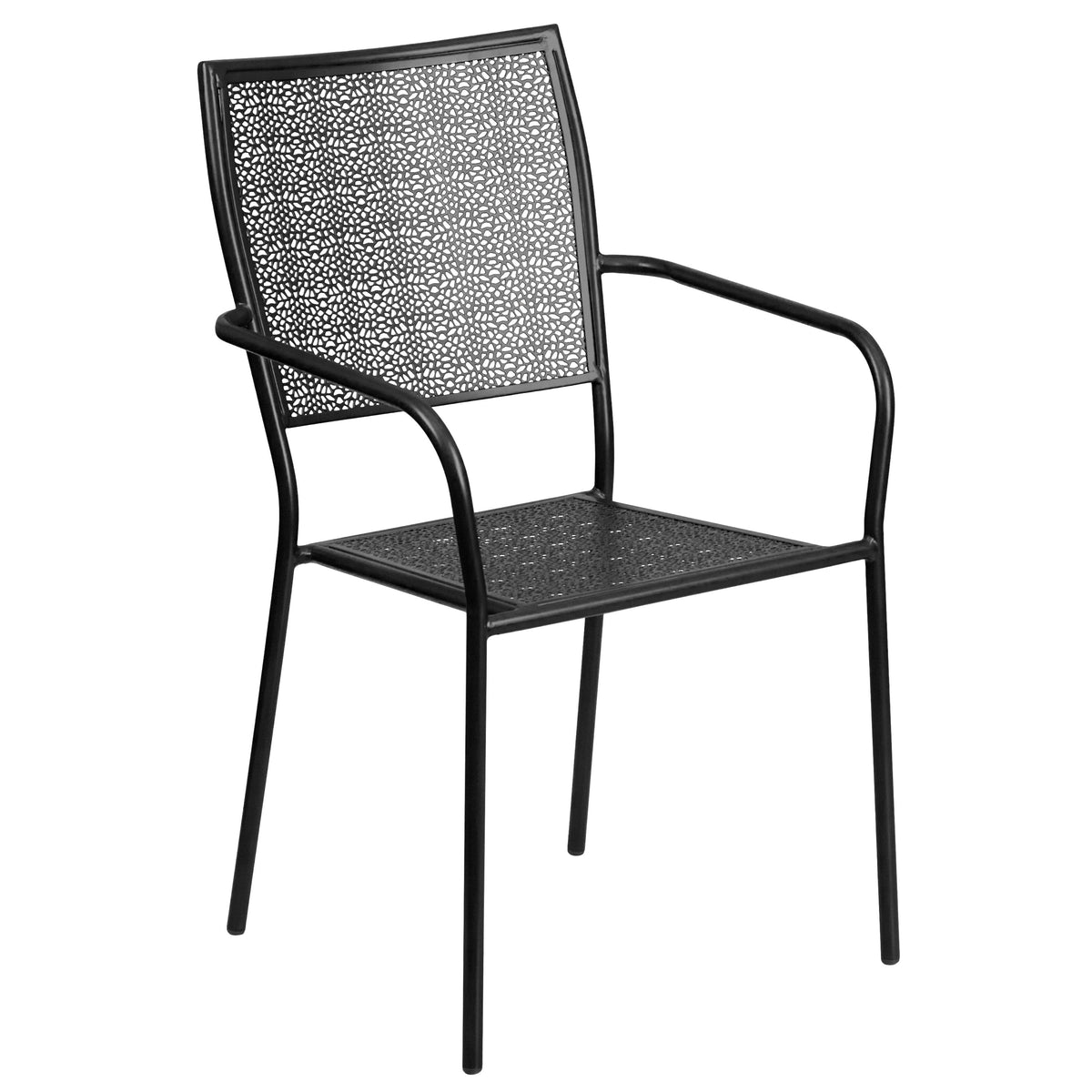 28'' Square Indoor-Outdoor Steel Patio Table Set with 2 Square Back Chairs - Image 4