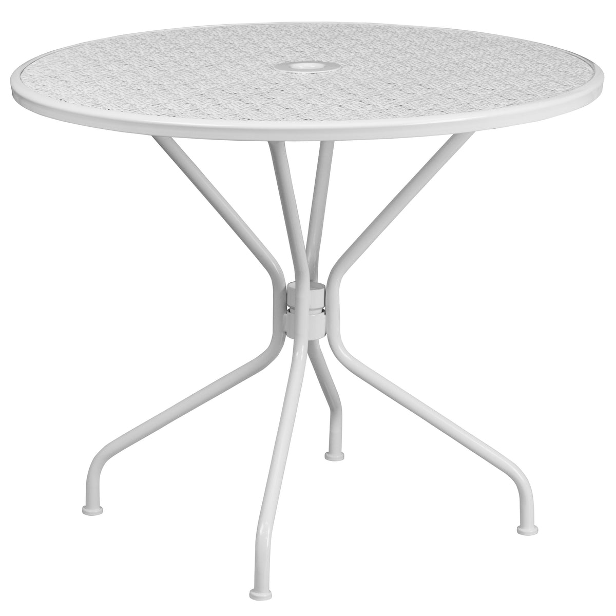 35.25'' Round Indoor-Outdoor Steel Patio Table Set with 2 Square Back Chairs - Image 3
