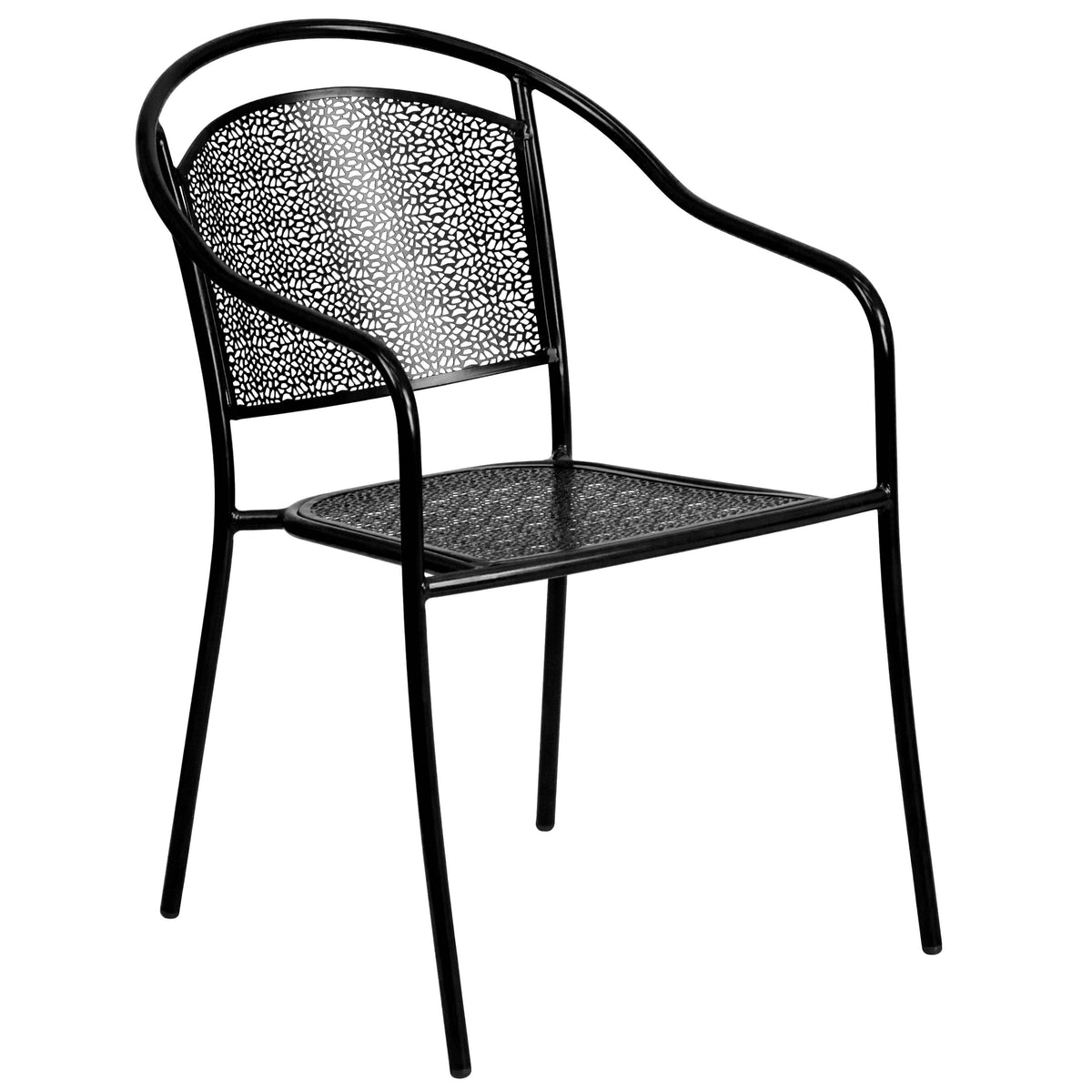 35.5'' Square Indoor-Outdoor Steel Patio Table Set with 2 Round Back Chairs - Image 4