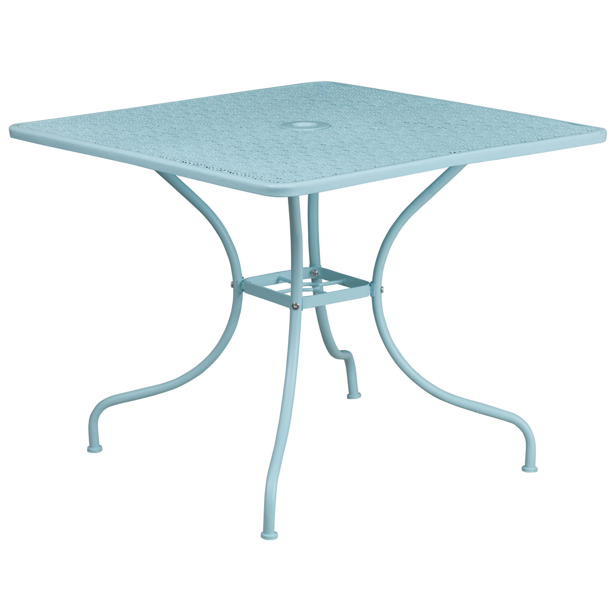 35.5'' Square Indoor-Outdoor Steel Patio Table Set with 4 Round Back Chairs - Image 3