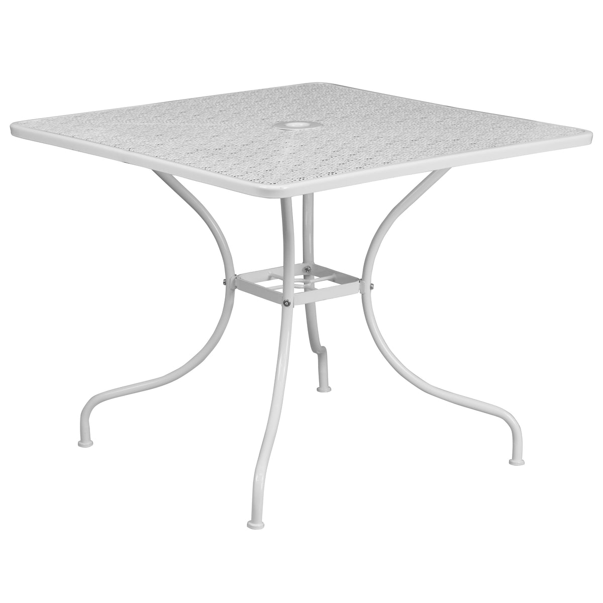 35.5'' Square Indoor-Outdoor Steel Patio Table Set with 4 Square Back Chairs - Image 3